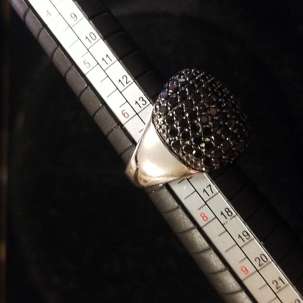 Black Spinel 925 Sterling Silver fashion ring size 7 - Picture 4 of 6